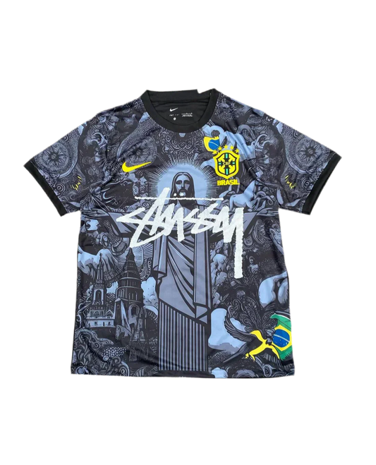 STÜSSY X “BRAZIL” JERSEY - SPECIAL JESUS EDITION BLACK